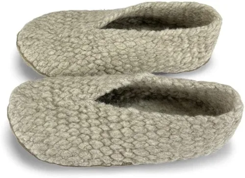 Vista 2 de Kyrgies Pantuflas de lana tejida, Beige Bronceado