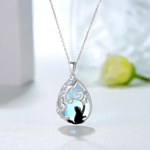 Vista 2 de Feijiesi Animal Necklace Sterling Silver SnakeDeerBatHighland CowPandaKoalaCat Pendant Necklace Animal Jewelry Gifts for Women Girls