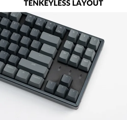 Vista 2 de Keychron Teclado mecánico inalámbrico K8, diseño sin llave de 87 teclas Bluetooth/con cable RGB retroiluminado con interruptor azul óptico Gateron