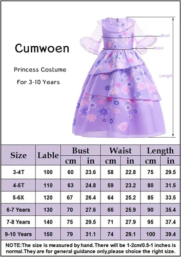Vista 7 de Vestido de disfraz de princesa para niñas con clip morado clip de flores para el cabello accesorios de cosplay para Halloween