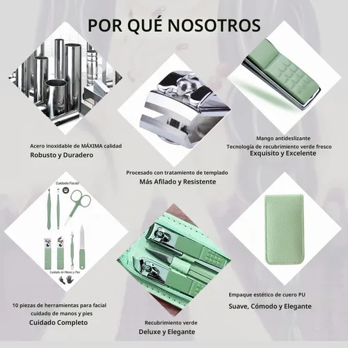 Vista 3 de Juego de manicura de 7 piezas, kit de cortaúñas de acero inoxidable, herramientas de belleza para el cuidado de las uñas, juego de relleno