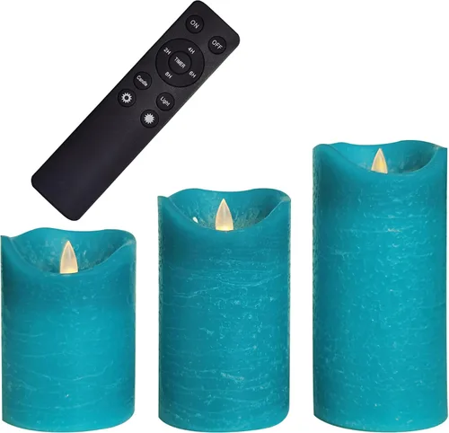 Vista 24 de CANDLE CHOICE Velas sin llama que cambian de color a pilas con temporizador remoto, cera real, parpadeante, eléctrica, multicolor, luces LED