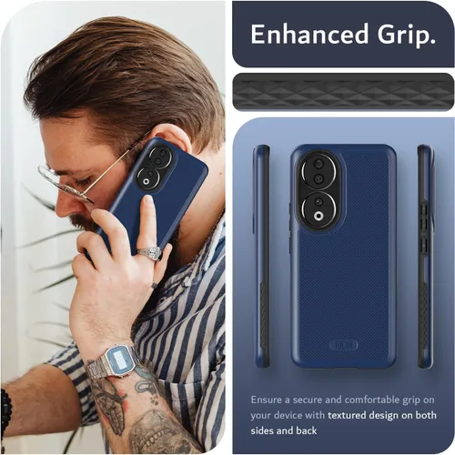 Vista 4 de TUDIA DualShield Grip - Funda protectora compatible con Honor 90, de doble capa, a prueba de golpes, delgada, de grado militar, antideslizante, Azul