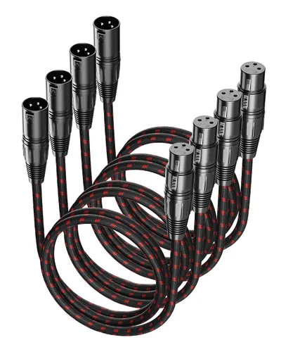 Vista 10 de Cable corto XLR, cable de micrófono de 1 pie, paquete de 2 unidades, toda la longitud de 6 pulgadas a 100 pies, cable de micrófono equilibrado