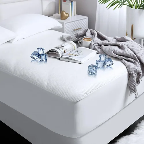 Vista 9 de Nestl Protector de colchón de tamaño matrimonial – Protector de colchón de enfriamiento de alta calidad, protector de colchón impermeable
