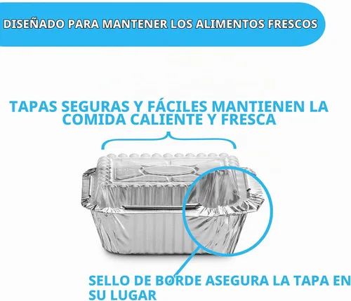 Vista 5 de MontoPack Bandejas Desechables para Llevar con Tapas Transparentes Recipientes de Alimentos de Papel de Aluminio con Capacidad de 1 lb con Sello