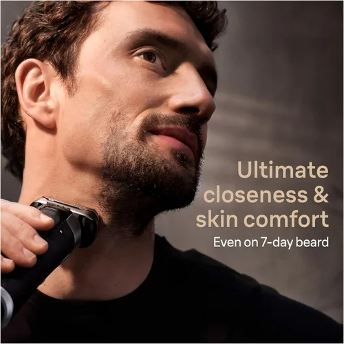Vista 3 de Braun Series 9 9517s PRO+ Afeitadora eléctrica para hombres, 5 elementos de afeitado Pro y ProTrimmer de precisión para cabello largo, soporte