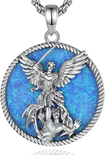 Vista 16 de Vito Collares de Santos de Plata de Ley 925 para Mujeres y Hombres, Colgante de San Miguel/Crucifijo/Caravaca/San Judas/Virgen María, Medalla