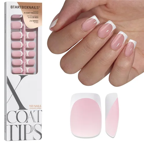 Vista 27 de BTArtboxnails XCOATTIPS White French Tip Press On Nails, XXS Squoval, Pink Lamp-Curable, 4-Week Wear, Natural Nail Look, Salon Quality Value at