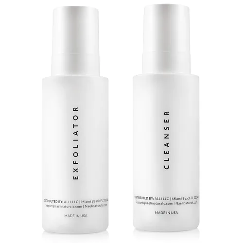 Vista 2 de NAELI Limpiador facial suave y exfoliante AHA/BHA, juego antienvejecimiento para iluminar, minimizar los poros y reducir las arrugas, regalo