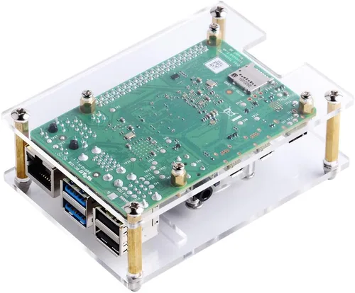 Vista 8 de GeeekPi Funda acrílica para Raspberry Pi 4 Modelo B y Raspberry Pi 3 Modelo B+, Pi con ventilador de refrigeración y 7 disipadores térmicos