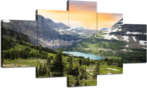 Vista 31 de Arte de Lienzo de Pared de Montana Decoración de Pared del Parque Nacional Glacier Lámina de Montana St. Mary Póster Pintura de Paisaje Wild Goose
