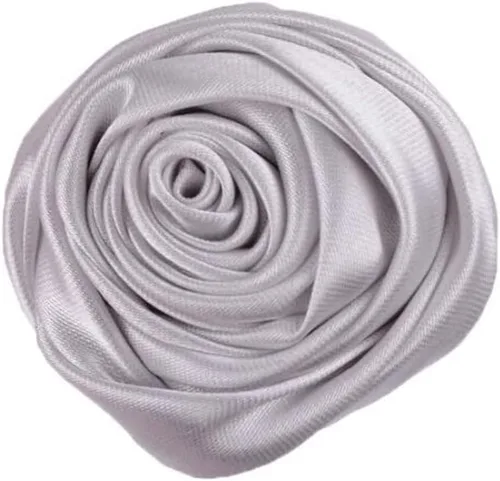 Vista 7 de 20 piezas de tela de satén flores de tela de rosas para manualidades, vestido de costura, diadema, decoración de fiesta de boda