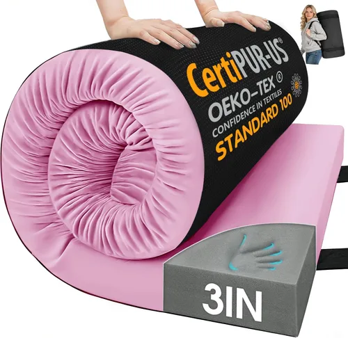 Vista 13 de CYMULA Almohadilla de Colchón de Espuma Viscoelástica para Acampar, Almohadilla para Dormir de 3 Pulgadas para Acampar, Base Antideslizante Inferior