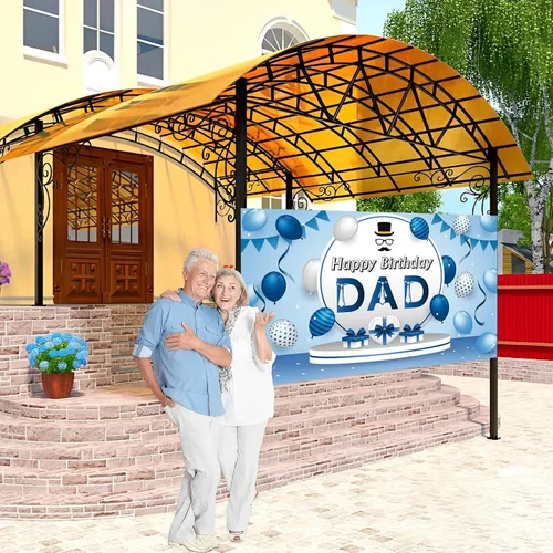 Vista 5 de Labakita Cartel azul de feliz cumpleaños para papá, cartel de decoración de fiesta de cumpleaños de hombres, fondo de feliz cumpleaños para padre