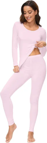 Vista 3 de WiWi Conjunto de pijama de viscosa suave de bambú para mujer, ropa interior térmica larga, súper cálida, capa base, pantalones de pijama S-3X