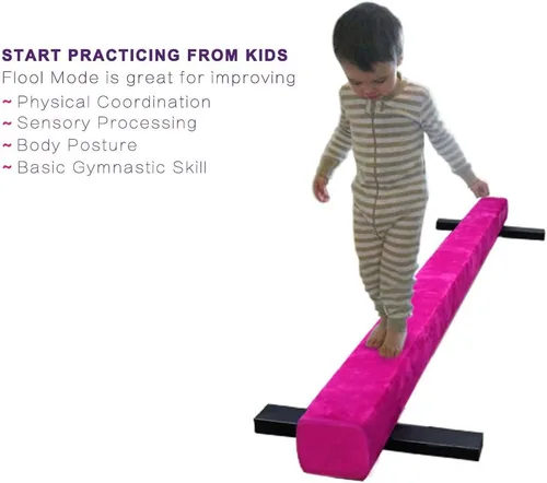 Vista 5 de Viga de equilibrio ajustable y plegable de gimnasia de 8 pies, equipo de gimnasio para el hogar, fácil de ensamblar y almacenar, no requiere Pnk