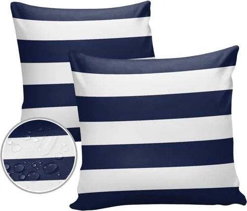 Vista 9 de Fundas de almohada de exterior impermeables de 16 x 16 pulgadas, fundas de almohada de poliéster con rayas blancas y negras, fundas decorativas