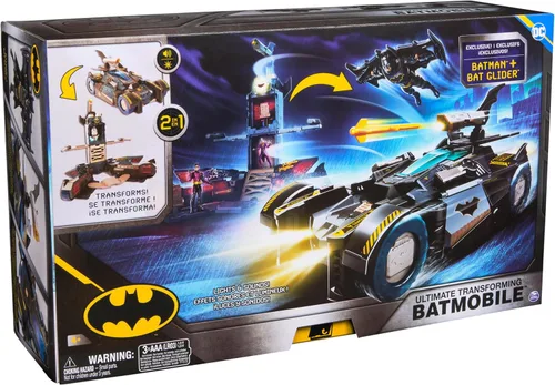 Vista 10 de DC Comics Batman, juego transformador definitivo de Batmóvil, juego 2 en 1 con figura exclusiva y planeador, luces, sonidos, juguetes para niños