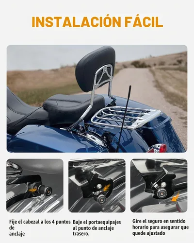 Vista 3 de PBYMT Soporte desmontable para equipaje de dos pisos con ala de aire compatible para Harley Touring Street Glide Road King Electra Glide 2009-2024