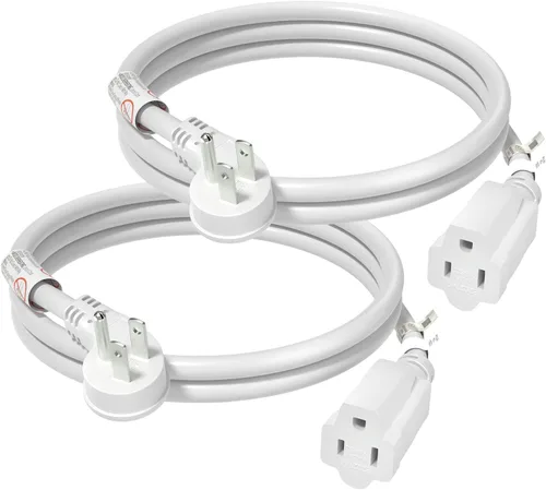 Vista 10 de FIRMERST 1875W Cable de extensión de enchufe plano 3 pies 14 AWG 15A Negro, listado UL