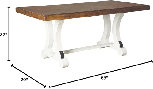 Vista 8 de Signature Design by Ashley Valebeck Farmhouse - Mesa de comedor o buffet, color blanco y marrón y Valebeck Farmhouse rectangular con extensión, se