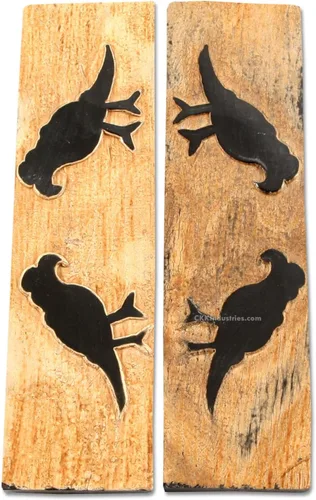 Vista 42 de Báscula de mango de cuerno de búfalo (corteza) - (Amber/Black) - (3.50 x 1.125 x 0.187)