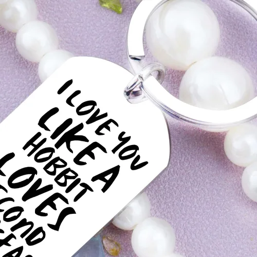 Vista 3 de Lord of the Rings Merchandise Gifts Lover Fans Keychain Gifts -I Love You Like a Hobbit Loves Second Breakfast Women Husband to My Love Keychain