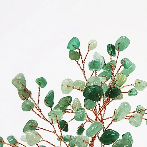 Vista 3 de Colorsheng Árbol de dinero de cristal de cuarzo Feng Shui, ágata natural, copos de geoda, base de geoda, decoración estilo bonsái para suerte y Verde