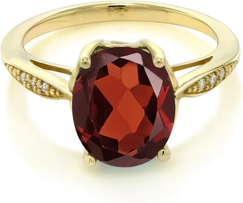 Vista 32 de Gem Stone King Anillo de compromiso de oro amarillo de 14 quilates de 2-3 quilates con piedra preciosa ovalada de 0.394 x 0.315 in y diamantes