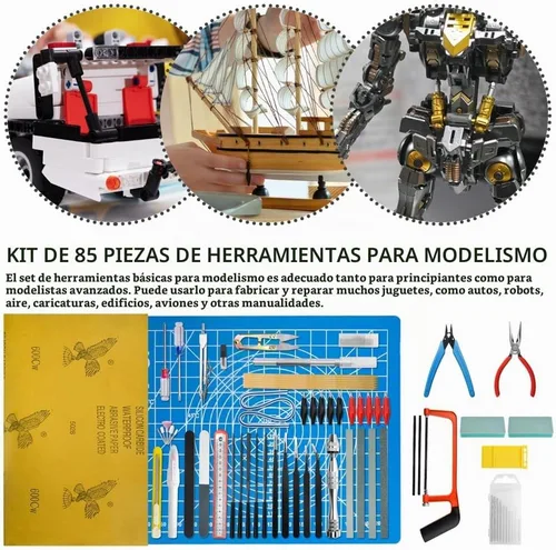 Vista 9 de Bigstone Kit de 85 herramientas de modelo, herramientas de construcción de pasatiempos, juego de manualidades, herramientas básicas