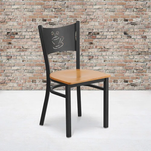 Vista 17 de Flash Furniture HERCULES Series Silla de restaurante de metal con respaldo de café negro - Asiento de vinilo burdeos Asiento de vinilo borgoña/marco