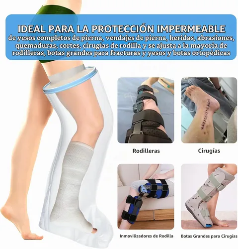 Vista 7 de Protector de pierna para adultos para ducha, vendaje de ducha impermeable y cubierta fundida, protección completa de pierna hermética para piernas