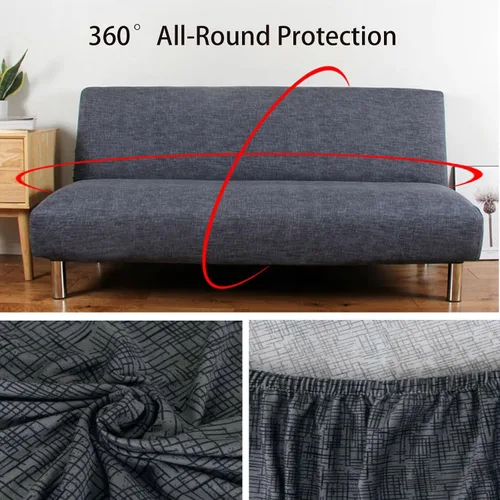 Vista 4 de Konsilsa Funda de sofá cama sin brazos, funda elástica para sofá cama, funda de sofá cama plegable, cubierta completa suave, funda para futón