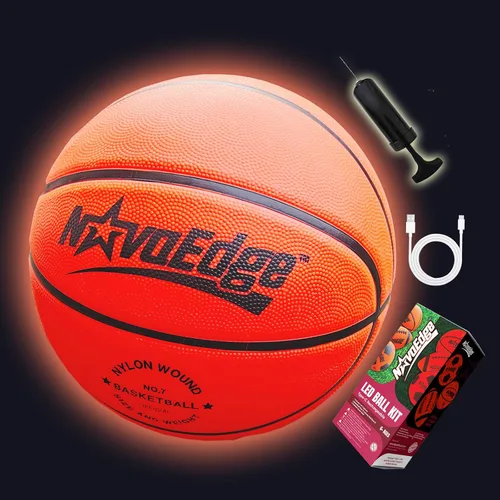 Vista 2 de Balón de baloncesto que brilla en la oscuridad Balón con luz LED recargable por USB-C Tamaño oficial 7 para adolescentes y adultos para niños