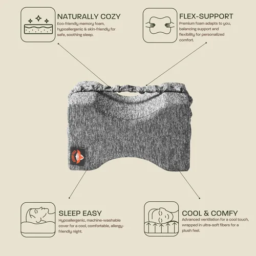 Vista 4 de Almohada de rodilla refrescante para personas que duermen de lado con correa y 2 fundas - Almohada de espuma viscoelástica para piernas para dormir