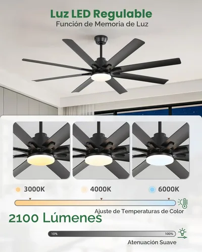 Vista 7 de Sofucor - Ventiladores de techo de 52 pulgadas con luces, ventilador de techo inteligente para interior/exterior con control remoto, funciona