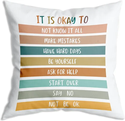 Vista 15 de Funda de Almohada Suave para Decoración con Citas Inspiradoras "Eres Valiente Suficiente Amado", Funda de Almohada y Cojín para Sofá, Sofá Cama