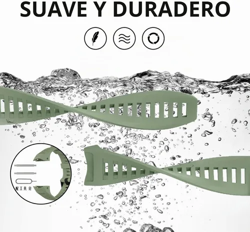 Vista 3 de Correas de Repuesto para Relojes Garmin Instinct, Correa de Silicona Suave Compatible con Garmin Instinct 2/Solar/Tactical Verde militar