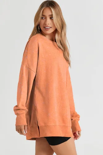 Vista 117 de SHEWIN Sudadera casual de manga larga con cuello redondo para mujer, ligera, holgada