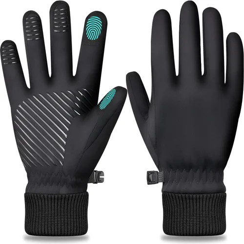 Vista 13 de FEWTUR Guantes de invierno para hombres y mujeres en clima frío - Guantes térmicos con dedos táctiles, guantes cálidos resistentes al agua para Negro