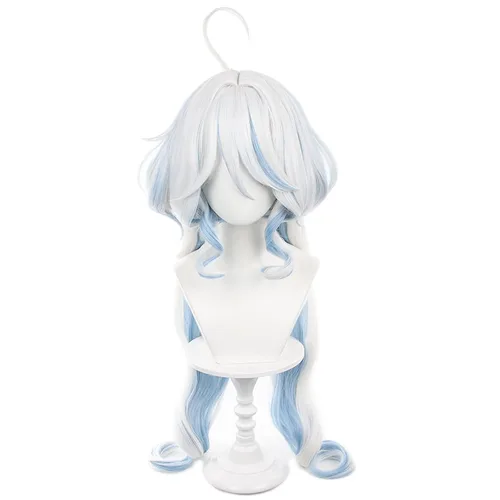 Vista 9 de Genshin Impact Columbina peluca de cosplay con gorra de peluca, longitud aproximada de 43.3 pulgadas