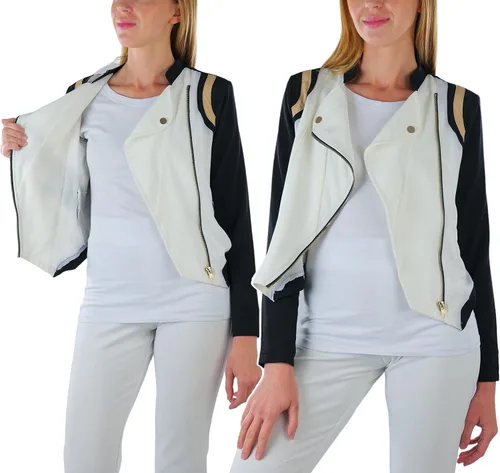 Vista 105 de ToBeInStyle Blazers de manga larga con cremallera y botones para mujer