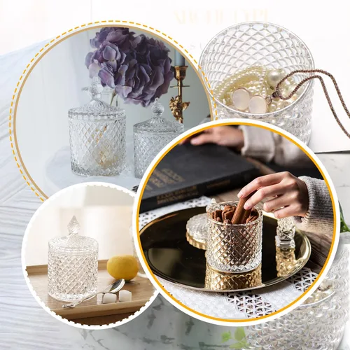 Vista 6 de ericotry Recipientes vacíos de cristal para dulces, para bufé, con tapa para fiestas, bodas, exhibición en el hogar