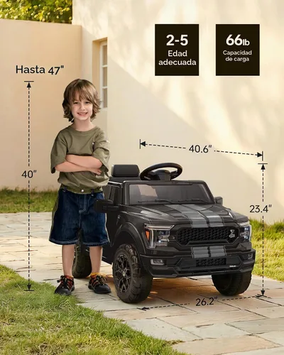 Vista 8 de Ford Shelby F-150 24V - Auto eléctrico para niños de 3 a 6 años Negro