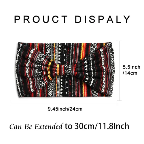 Vista 2 de Diademas bohemias para mujer, bandas anchas elásticas para el cabello, bandas para la cabeza anudadas, bandas para la cabeza turbante para yoga