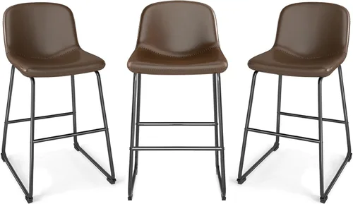 Vista 29 de TAVR Furniture Leathaire - Juego de 2 taburetes de tela con altura de mostrador, sillas de isla sin brazos, con capacidad para hasta 500 libras