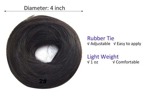 Vista 4 de Extensiones de cabello ondulado con moño desordenado, pieza de moño, peluca con cinta elástica para coleta de caballo (#1B negro natural)