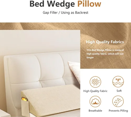 Vista 2 de Almohada de cuña de cama para cabecero, almohada de cuña de colchón para cama individual/XL, relleno de espacio de cama, cierra el espacio