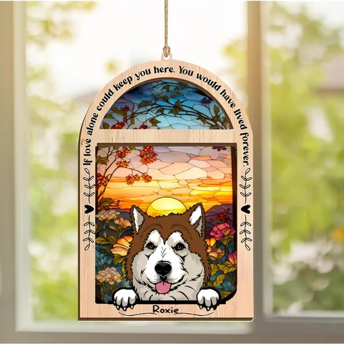 Vista 324 de LOVELYPOD Adorno de Navidad personalizado de sabueso afgano, atrapasoles con nombre, regalos de pérdida de mascotas, regalos para amantes